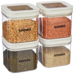 Amazon Brand - Solimo Airtight Plastic Storage Jar and Container Set-I