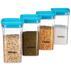 Amazon Brand - Solimo Plastic Storage Jar and Container Set I Air Tight & BPA Free Containers for Kitchen Storage Set I 