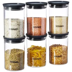 Amazon Brand - Solimo Plastic Storage Jar Set 6x900ml