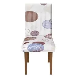 Amazon Brand - Solimo Polyester Elastic Dining Chair Cover - (Circle Print, White)