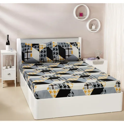 Image of Amazon Brand - Solimo Polyester Placid Patch King Bedsheet
