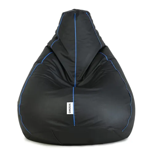 Image of Amazon Brand - Solimo Premium Faux Leather Bean Bag, Filled with Beans | 