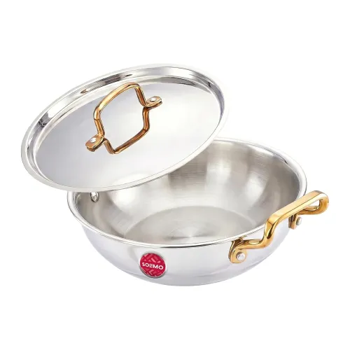 Image of Amazon Brand - Solimo Premium Triply Stainless Steel Kadhai 24cm (2.5L) | SS Lid