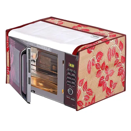 Image of Amazon Brand - Solimo PVC 23 Litre Microwave Oven Cover, Leaf, Red