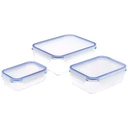 Amazon Brand - Solimo Rectangular Glass Storage Container Set, Set of 3