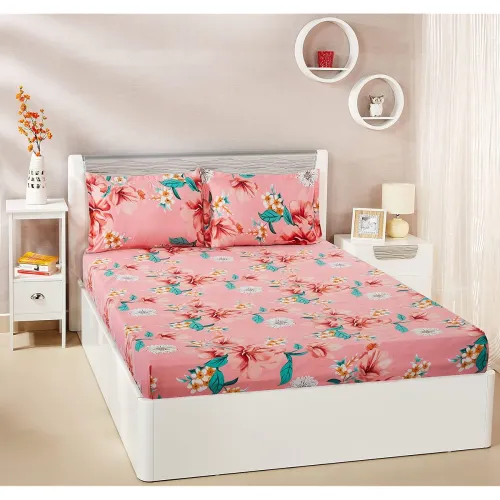 Image of Amazon Brand - Solimo Rose Bloom King Size Bedsheet 