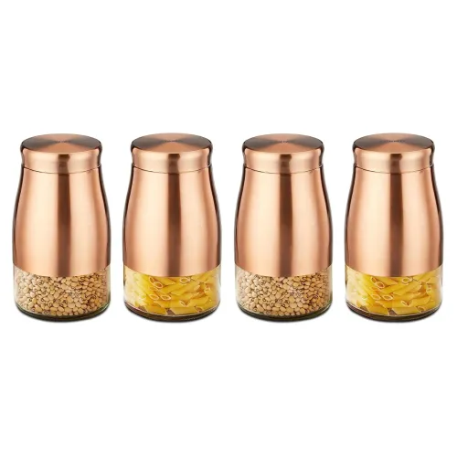 Image of Amazon Brand - Solimo Rose Gold Glass Jar