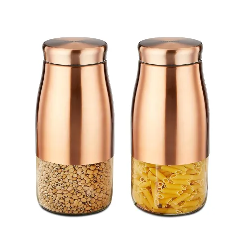 Image of Amazon Brand - Solimo Rose Gold Tapered Glass Jar