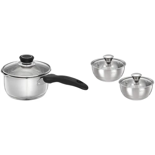 Image of Amazon Brand - Solimo Double Walled Insulated Curry Server Bowl, Set of 2 (500 Ml Each), Silver 
