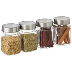 Amazon Brand - Solimo - Set of 4 Glass Jars - 310ml
