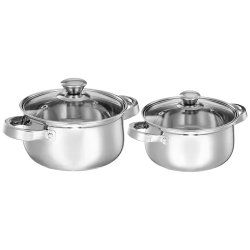 Image of Amazon Brand - Solimo Set of 2 Stainless Steel Cook and Serve Set 