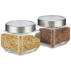 Amazon Brand - Solimo Set of 2 Glass Jars
