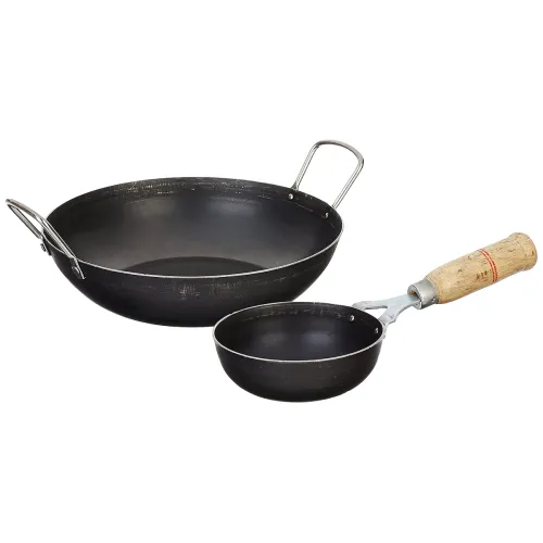 Image of Amazon Brand - Solimo Sheet Metal Iron Cookware Set of 2 Pc