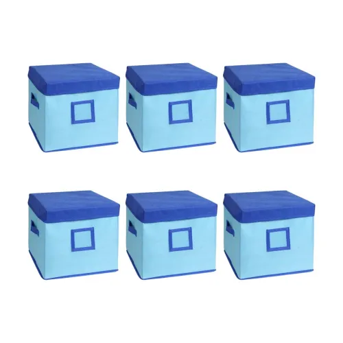 Image of Amazon Brand - Solimo Square Fabric Storage Box with Lid
