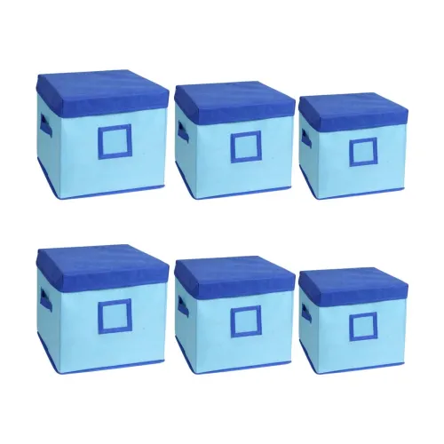 Image of Amazon Brand - Solimo Square Fabric Storage Box with Lid, So6