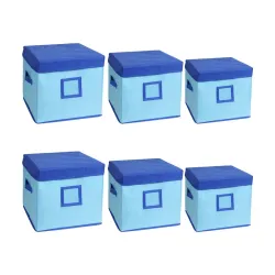 Amazon Brand - Solimo Square Fabric Storage Box with Lid, So6