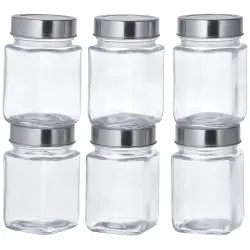 Amazon Brand - Solimo Square Glass Storage Containers So6
