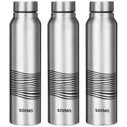 Amazon Brand - Solimo Stainless Steel Bottles (Set of 3) | 970ml Each