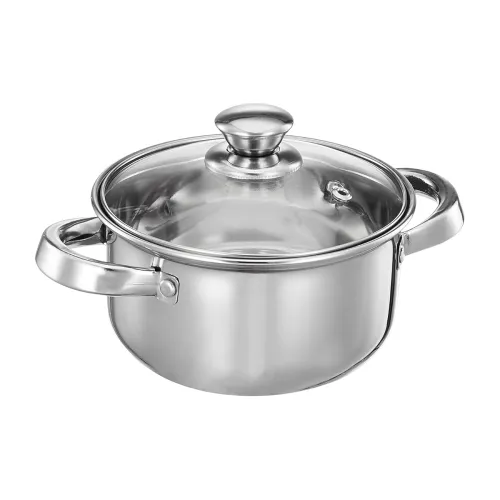 Image of Amazon Brand - Solimo Stainless Steel Casserole with Glass Lid 14 cm
