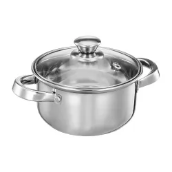 Amazon Brand - Solimo Stainless Steel Casserole with Glass Lid 14 cm