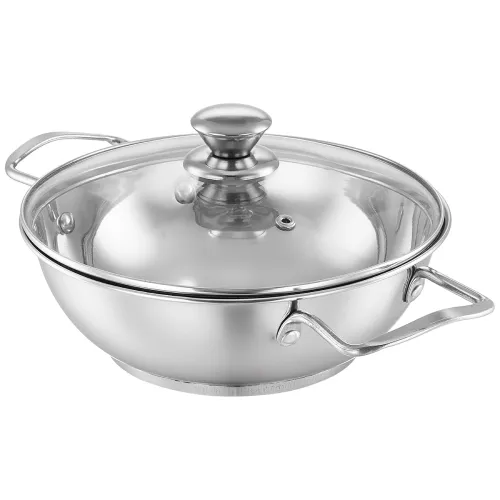 Image of Amazon Brand – Solimo Stainless Steel Kadhai with Glass Lid | 20 cm