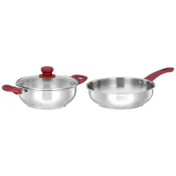 Amazon Brand - Solimo Stainless Steel Heavy Bottom Kadhai with Glass lid 