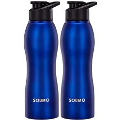 Amazon Brand - Solimo Stainless Steel Sipper Water Bottles 1L, Set of 2