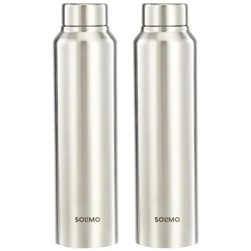 Image of Amazon Brand - Solimo Stainless Steel Water Bottle (Pack of 2)