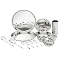 Amazon Brand - Solimo Stainless Steel Dinner Set 18 Pieces