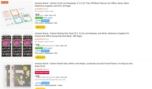 Image of Amazon Brand Solimo Stationery Items Starting @ ₹69