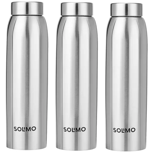 Image of Amazon Brand - Solimo Steel Water Bottles (Set of 3)