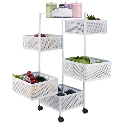 Image of Amazon Brand - Solimo Storage Rack | 5-Layer Revolving Vegetable Kitchen Rack | 