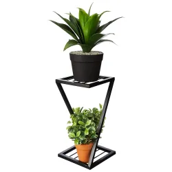Amazon Brand - Solimo Stylish Metal Plant Stand (New Z Shape X Shape) (Set of 1, 40 cm stand) | 