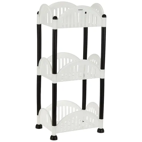 Image of Amazon Brand - Solimo Three-Tier Multipurpose Plastic Rack for Kitchen