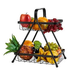 Amazon Brand - Solimo High Grade Metal 2-Tier Fruit & Vegetable Basket 