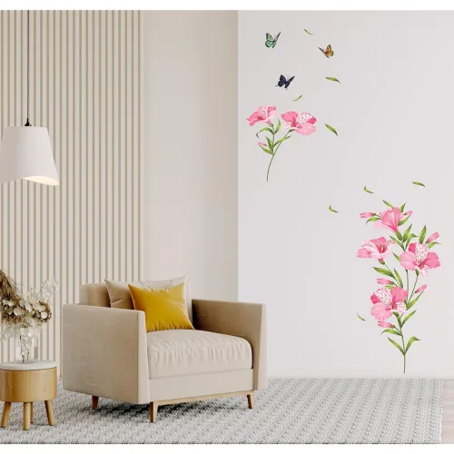 Image of Amazon Brand - Solimo Wall Sticker for Bedroom (Blooming Lilies) 