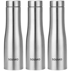 Amazon Brand - Solimo Curved Stainless Steel Water Bottle, Set of 3