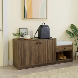 Amazon Brand - Solimo Edmont Engineered Wood 2 Door Shoe Rack