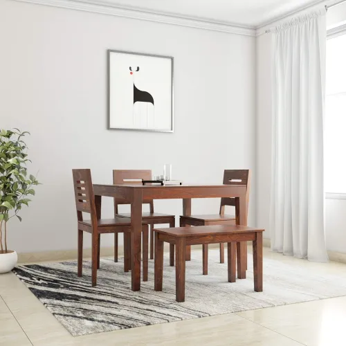 Image of Amazon Brand - Solimo Wood 4 Seater Table with Chairs