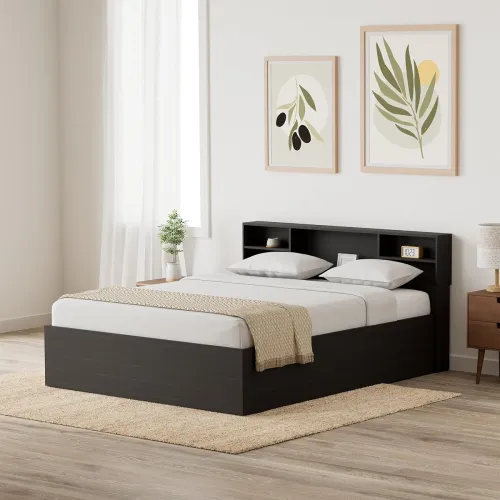 Image of Amazon Brand - Solimo Mars Queen Engineered Wood Regular Bed 