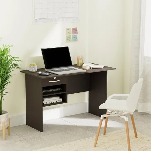 Image of Amazon Brand - Solimo Altamore Engineered Wood Study Table with Drawer and 2 Shelves