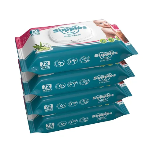 Image of Amazon Brand - Supples Baby Wet Wipes with Lid | 288 Wipes | 72 Wipes x 4 Packs