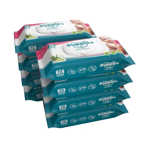 Image of Amazon Brand - Supples Baby Wet Wipes with Lid | 576 Wipes | 72 Wipes x 8 Packs | Enriched With Aloe Vera and Vitamin E 