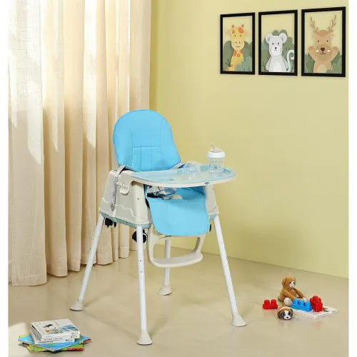Image of Amazon Brand - Supples 4-in-1 High Chair for Babies and Kids | Blue | Supports up to 15 Kg Weight | Detachable & Portabl