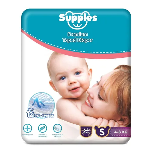 Image of Amazon Brand - Supples Premium Small Taped Diapers 4-8 Kg 64 Count