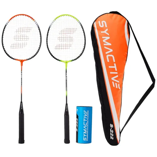 Image of Amazon Brand - Symactive Badminton Kit with 2 Racquets & Nylon Shuttles