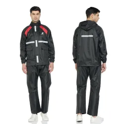 Amazon Brand - Symactive Polyester Water Resistant Rain Coat with Pant (Black, Small)