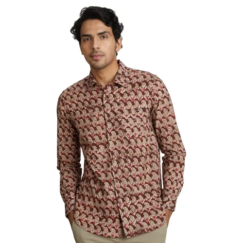 Image of Amazon Brand - Symbol Floral Regular Fit Men's Ethnic Shirt