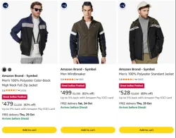 Amazon Brand - Symbol Jackets at minimum 60% Discount