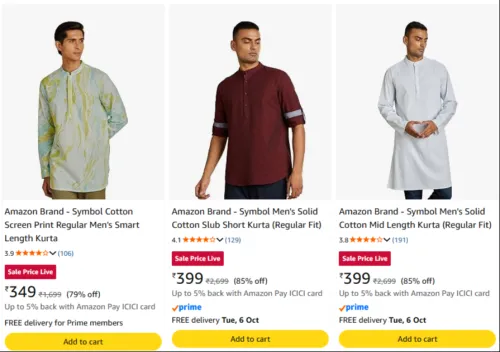 Image of Amazon Brand - Symbol Kurtas at minimum 57% Discount